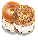 2 bagels with cream cheese spread